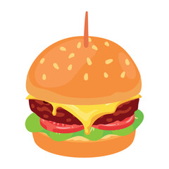 Classic Cheeseburger Vector Illustration Isolated