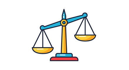 Colorful Scales of Justice Icon: Law, Balance, Equality, Flat Design, Vector Illustration