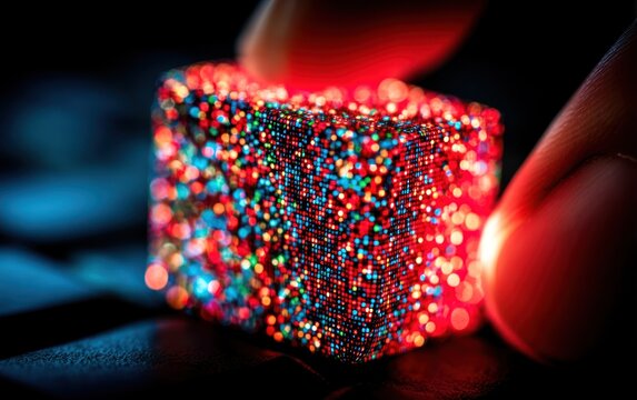 A glowing cube, close-up