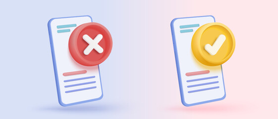 3d check mark sign icon on bubble. check list button best choice for right, success, tick, accept, agree on application. 3d choose correct icon vector with shadow render illustration