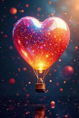 Obraz premium Prismatic light scattering on colorful balloons, dynamic composition, vibrant, spectacle, stock photo