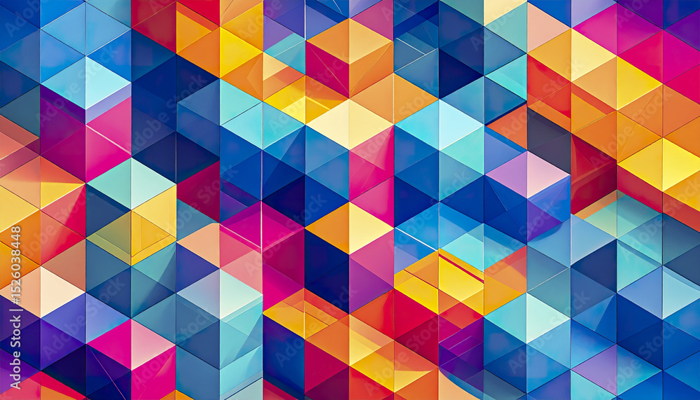 Poster colorful geometric background with vibrant blocks and intersecting lines creates lively