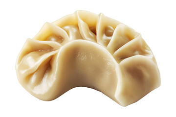 Pan-fried or steamed dumpling Jiaoz with pleated edges, isolated on white transparent background, concept of Asian traditional cuisine