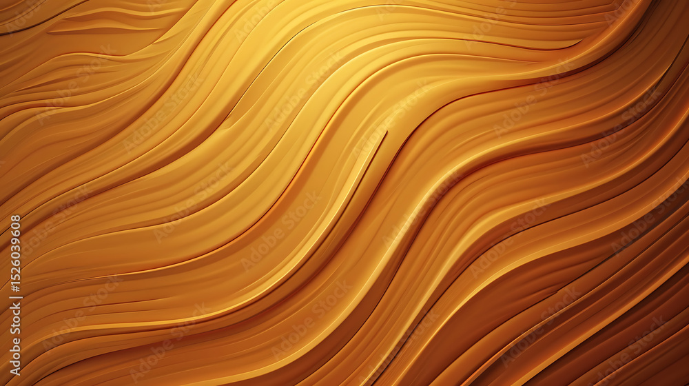 Poster golden waves create an abstract background with smooth, flowing lines and a gradient of light and sh