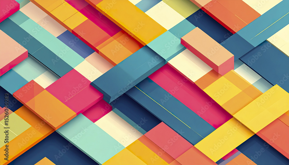 Poster bright modern design with intersecting lines and vibrant colors creating dynamic composition