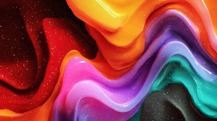 Stunning Multi-Color Wavy Layered Fluid Textures in 4K Vibrant Blend