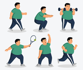 vector set of people fat workout