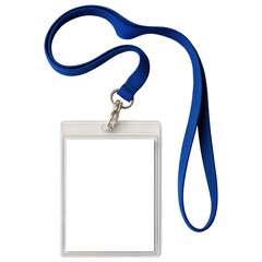 Blank White Identification Badge with Blue Lanyard Perfect for Mockups Corporate Designs
