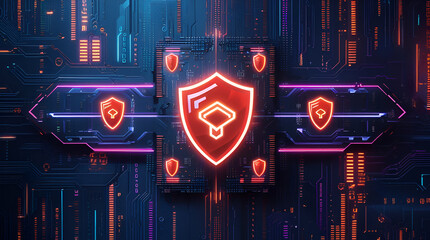 a breathtakingly detailed illustration of a futuristic digital firewall