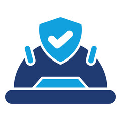 Work Insurance Flat Blue Icon