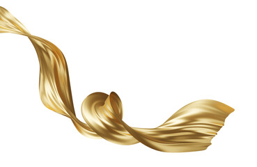 Luxury gold wave on white background with copy space 3D render