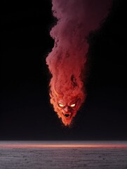 Fiery demonic face descending