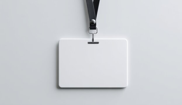 Blank badge mockup with lanyard for identity