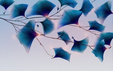 Ginkgo leaves, light, branches