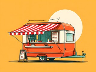 Cartoon orange food truck