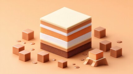 Fototapeta premium Layered dessert, a geometric composition.