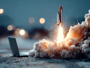 Rocket launch from laptop