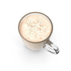 Large Glass Coffee Cup with Milk Isolated on Transparent Background