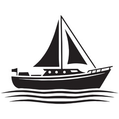 Canoe-Style Boat silhouette with minimal curves – Boat illustration – Minimalist Boat vector – Vehicle silhouette

