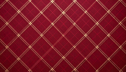 Deep red textured fabric with soft plaid pattern, evoking vintage feel