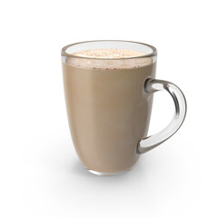Large Glass Coffee Cup with Milk Isolated on Transparent Background