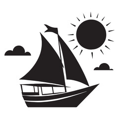 Vintage Boat silhouette in motion – Boat illustration – Minimalist Boat vector – Vehicle silhouette

