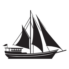 Silent River Boat silhouette – Boat illustration – Minimalist Boat vector – Vehicle silhouette

