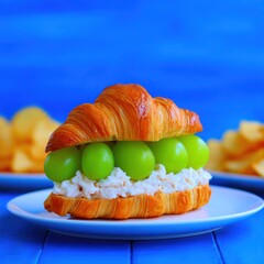 Fresh croissant sandwich