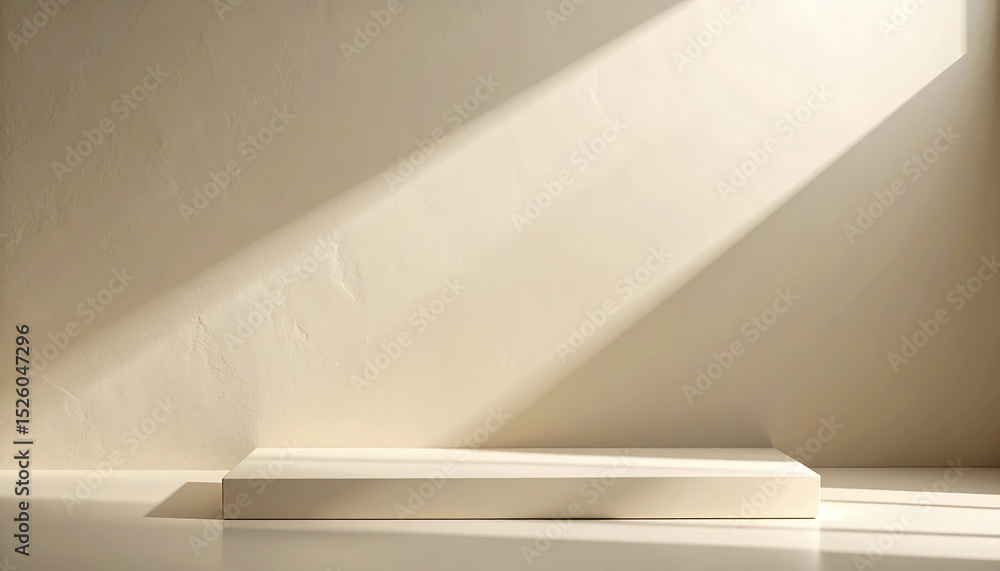 Aufkleber smooth beige wall with central object illuminated by soft overhead light creates serene