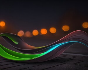 Abstract wavy form with city lights