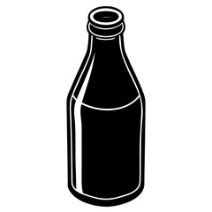 Milk Bottle Silhouette Vector Illustration on Transparent Background
