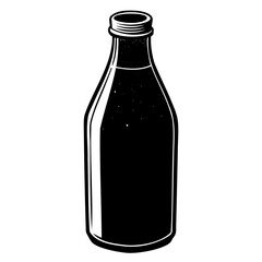 Simple Milk Bottle Icon in Black Silhouette Vector Format