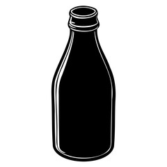 Clean Milk Bottle Icon in Silhouette Vector on Clear Background