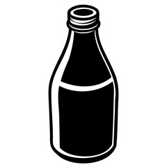 Minimalist Milk Bottle Silhouette Isolated on Transparent PNG