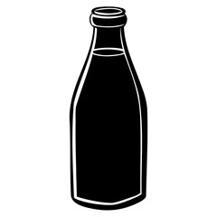 Classic Milk Bottle Shape in Black Silhouette Vector Art