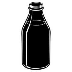 Transparent Background Milk Bottle Silhouette Vector Illustration