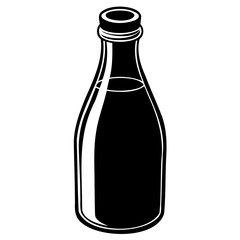 Classic Milk Bottle Shape in Black Silhouette Vector Art