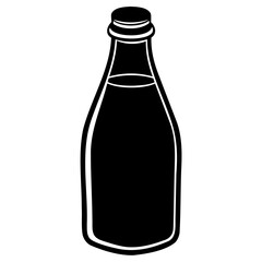 Simple Milk Bottle Icon in Black Silhouette Vector Format