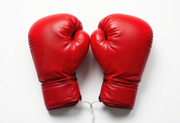Red boxing gloves on white background