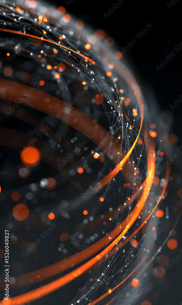 Poster entangled network of glowing particles creates a dynamic and mesmerizing abstract composition of dig
