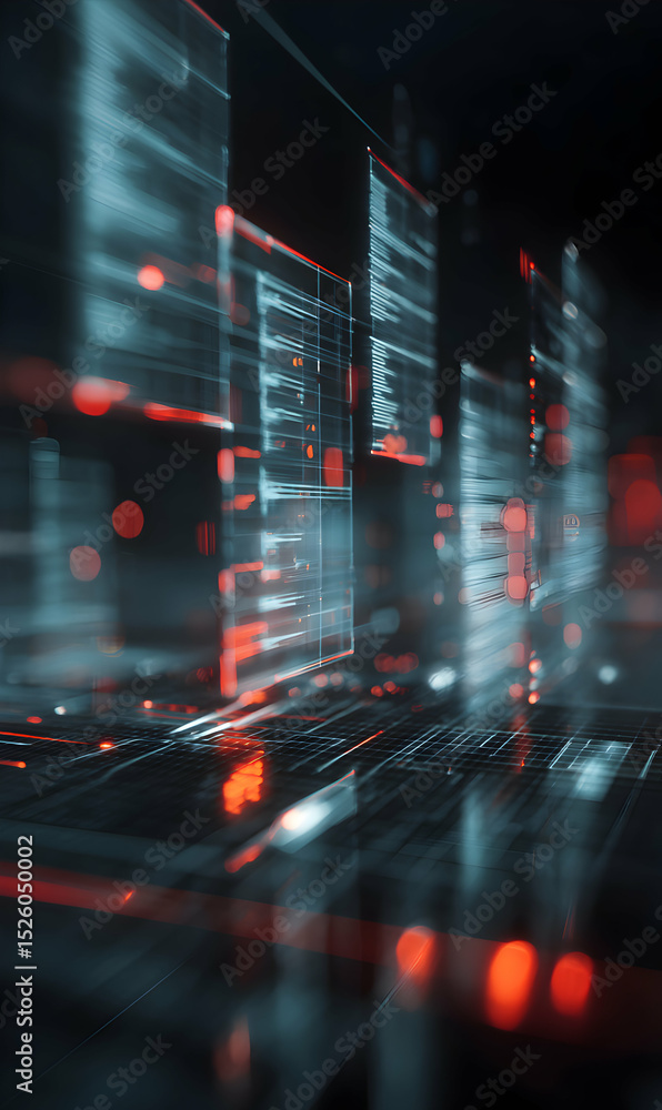 Poster futuristic abstract technological background showcasing complex digital structures and neon light re
