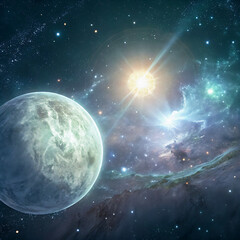 Obraz premium earth and moon, Luminous Orb Pulsing in Grainy Space