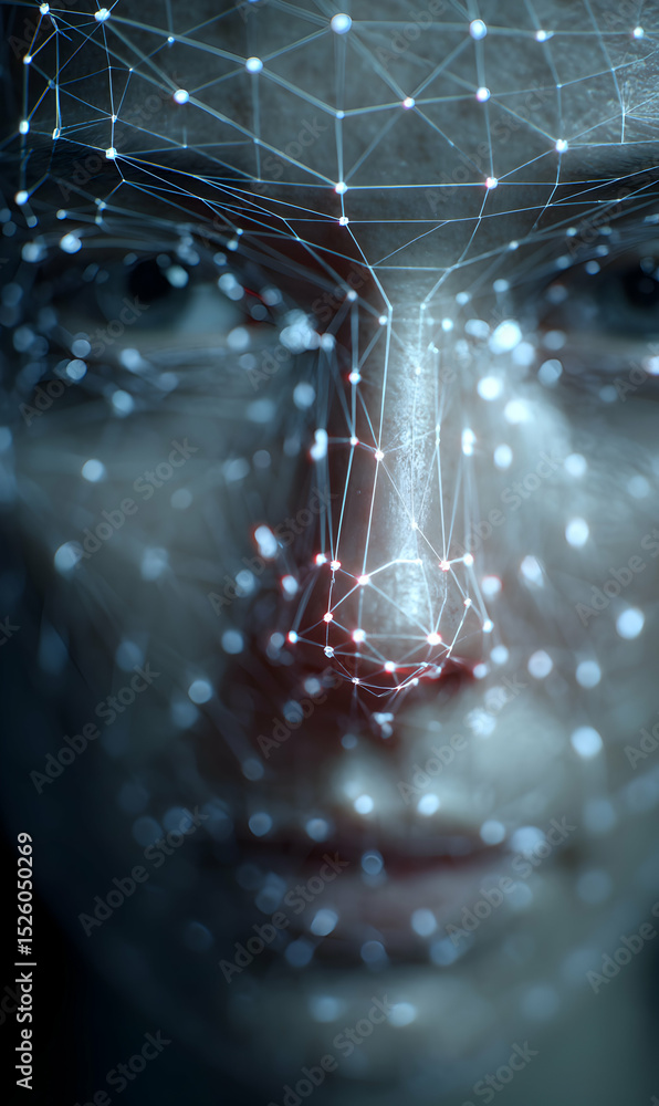 Poster future of identity biometrics and data science face recognition and artificial intelligence concepts