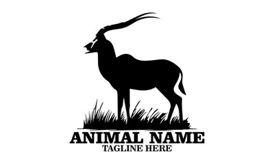 Saola animal flat icon. Saola animal vector illustration, saola animal logo design with white background