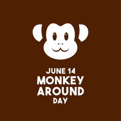 Monkey Around Day. June 14. Flat design vector. Banner, card, background.