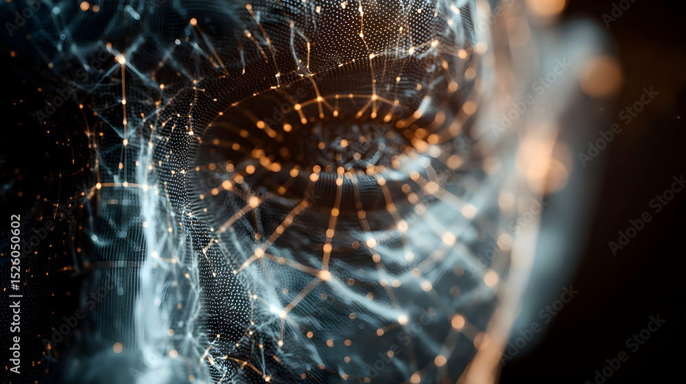 Poster digital face abstract technology representing artificial intelligence and futuristic connection netw