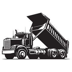 Dump Truck silhouette for construction themes – Dump Truck illustration – Minimalist Dump Truck vector – Vehicle silhouette

