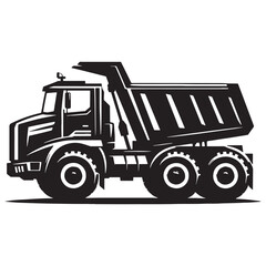 Construction Site Dump Truck silhouette – Dump Truck illustration – Minimalist Dump Truck vector – Vehicle silhouette

