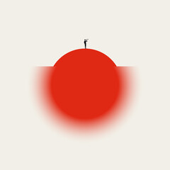 Business visionary and leader vector concept. Symbol of ambition, motivation, career success. Minimal design eps10 illustration.