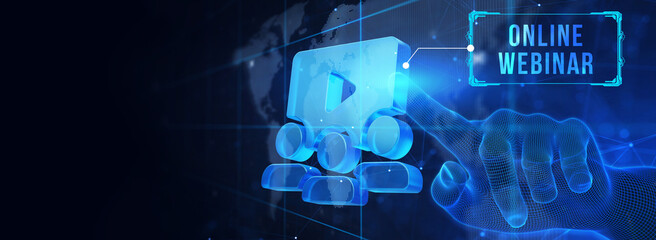 Business, Technology, Internet and network concept. Webinar e-learning. Training concept. 3d illustration